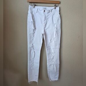 Encore Jeans White Skinny Distressed Jeans Size 9